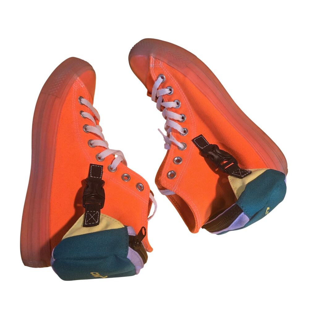 Converse Chuck Taylor All Star Buckle Up High in the "Total Orange" colorway.